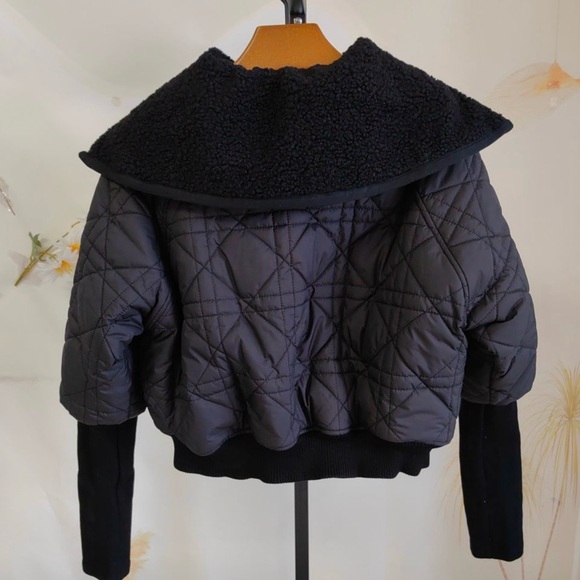 Designer Inspired, Black, Quilted Women's Cropped Puffer Jacket, Size Small - Picture 2 of 12